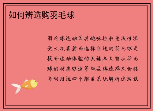 如何辨选购羽毛球
